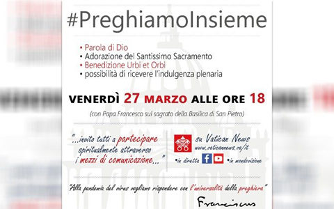 Diretta streaming dell’evento #PreghiamoInsieme con Papa Francesco