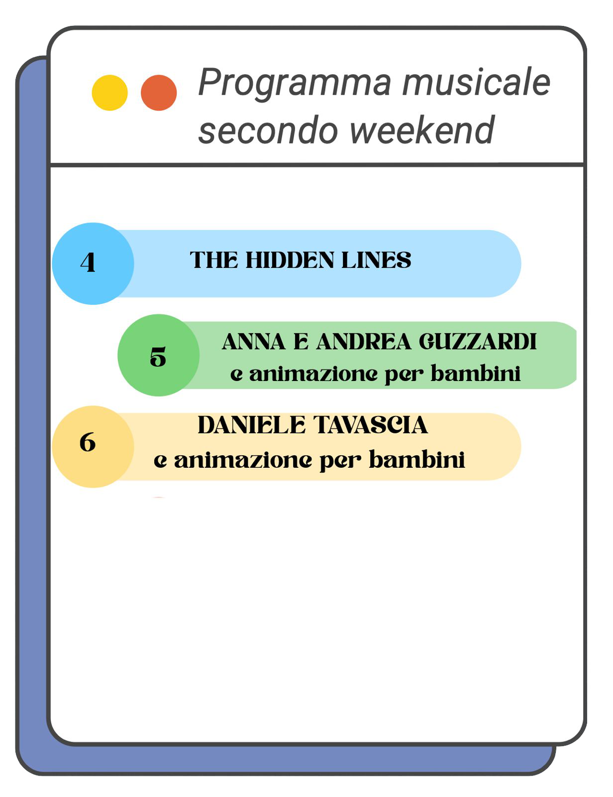Programma musicale del secondo weekend